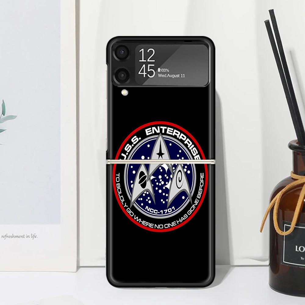 Star Movie T-Trek Pouzdro na telefon pro Samsung Galaxy Z Flip 7 6 5 4 3 5G Flip3 Flip4 Flip5 ZFlip6 ZFlip7 Černé Fundas Galaxy Z
