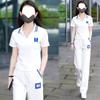 Casual Sportswear Set for Women - Summer Fashionable, Youthful, Short-sleeved, Straight-leg Pants That Slim The Figure and Hide Fat, A Two-piece Set.