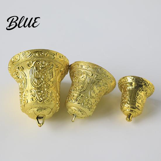 Xmas Bell 6/8/10cm Golden Exquisite Christmas with Hanging Hole Unique Decor Texture Plastic