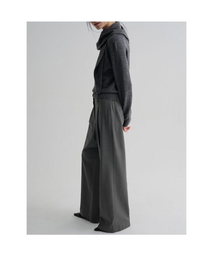 8seconds Winter Half-Banding Single-Pleat Wide Slacks Gray