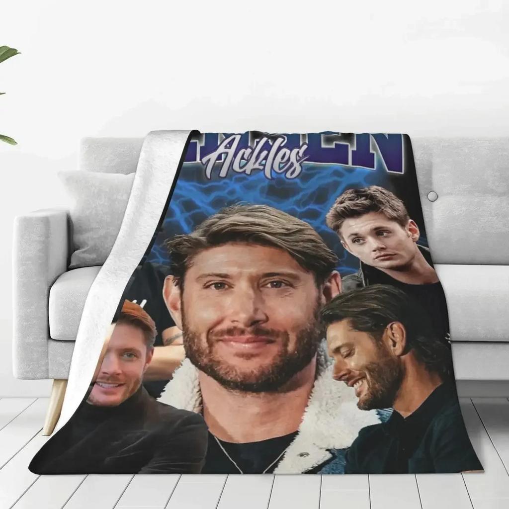 Throw Blanket Jensen Ackles Micro Fleece Blanket Four Sizes Retro Portable For Camping AntiPilling Blanket