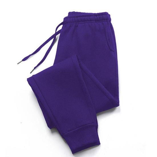 Men Solid Color Casual Sweatpants Drawstring Elastic Waistband Pockets Sport Pants Wide Leg Jogging Pants