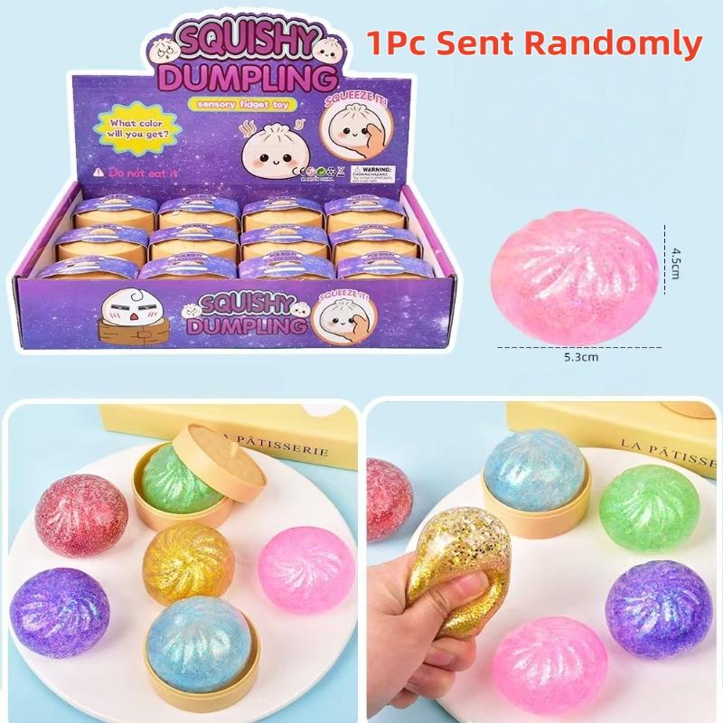 12Pcs Simulation Flash Dumpling Pressure Ball Slow Rebound Soft Pinch Decompression Office Home Decor Kids Adult Birthday Gifts