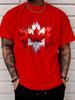 Black Unisexs Tee Canada Maple Leaf Splash Print Crew Neck Cotton Short Sleeve Patriotic Male Street Summer Soft Daily Casual Wear