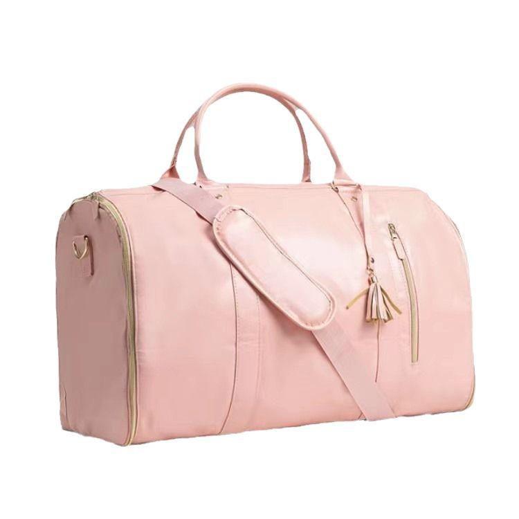 Large Foldable All-Black Travel Handbag for Women – Multifunctional Gym, Suit, and Luggage Bag