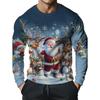 Men's T-Shirt Santa Claus 3D Print Christmas Men's Long Sleeve T-Shirts Casual Pullover Top Holiday Comfortable Men's Clothing