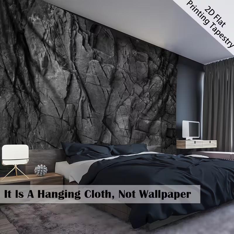 

2D Black Gray Stone Rock Texture Tapestry Wall Hanging for Bedroom Aesthetic 47.2x31.5inch/120*80cm