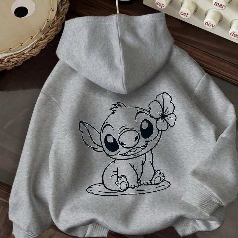 Damen Süß Cartoon Lässig Kordelzug Pullover Naht Winter Hoodie mit Blumenmuster Herbst/Winter Damen Lässig Komfort Top