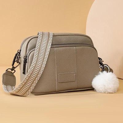 Genuine Leather Messenger Bag Women Fashion Style Female Handbag With Wide Shoulder Strap Luxury Hair Bulb Crossbody Sac