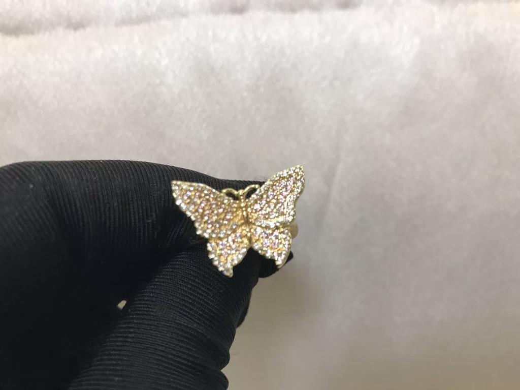 Custom Cartoon Ring Trendy Stainless Steel Nugget Rollie Butterfly PInk Diamond CZ Heart Frame Ring Fashion Women Jewelry Gift