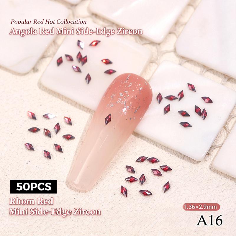50Pcs Rhombus 3D Glitter Nail Decoration Diy Chic Tiny Crystal Ice-Transparent Mini Sparkle Nail Art Rhinestone