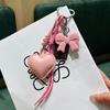 Acrylic Chocolate Ornament Heart Leather Keychain Bag Braided Cord Bow Design Backpack Pendant Tassel Love Heart Lanyard