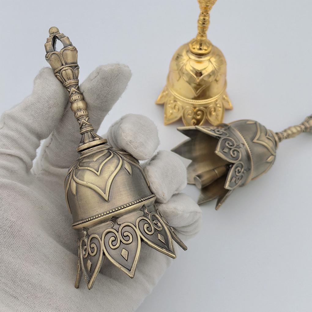 Fashionable Clear Sound Hand Bell Bronze Metal Retro Rose Church Bell Golden Dinner Bell For Restaurant Bar Jingle Bell Church