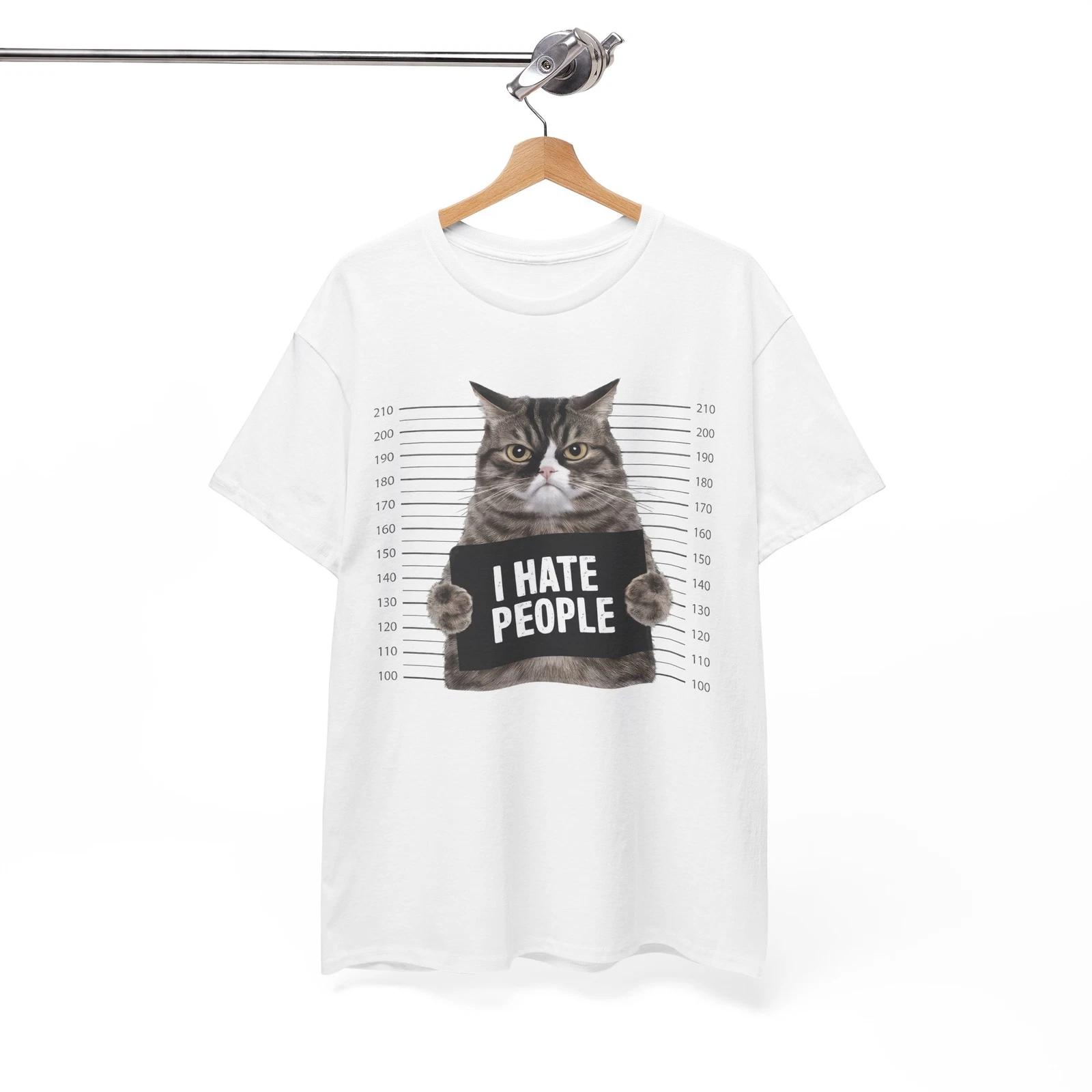 Too Funny T-Shirt - Comically Awesome Tee I Hate People Cat XL