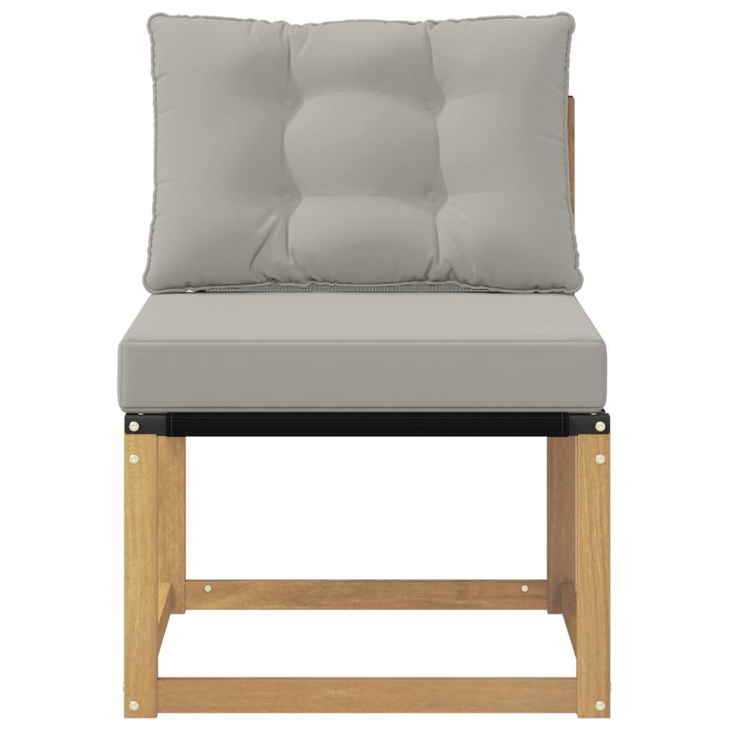 Outdoor Center Sofa Solid Acacia Wood Frame and Textilene Fabric White
