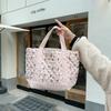 Sweet Large Capacity Soft Fabric Women Shoulder Bag Fashion Solid Color Floral Female Handbag Simple Winter Ladies Underarm Bags