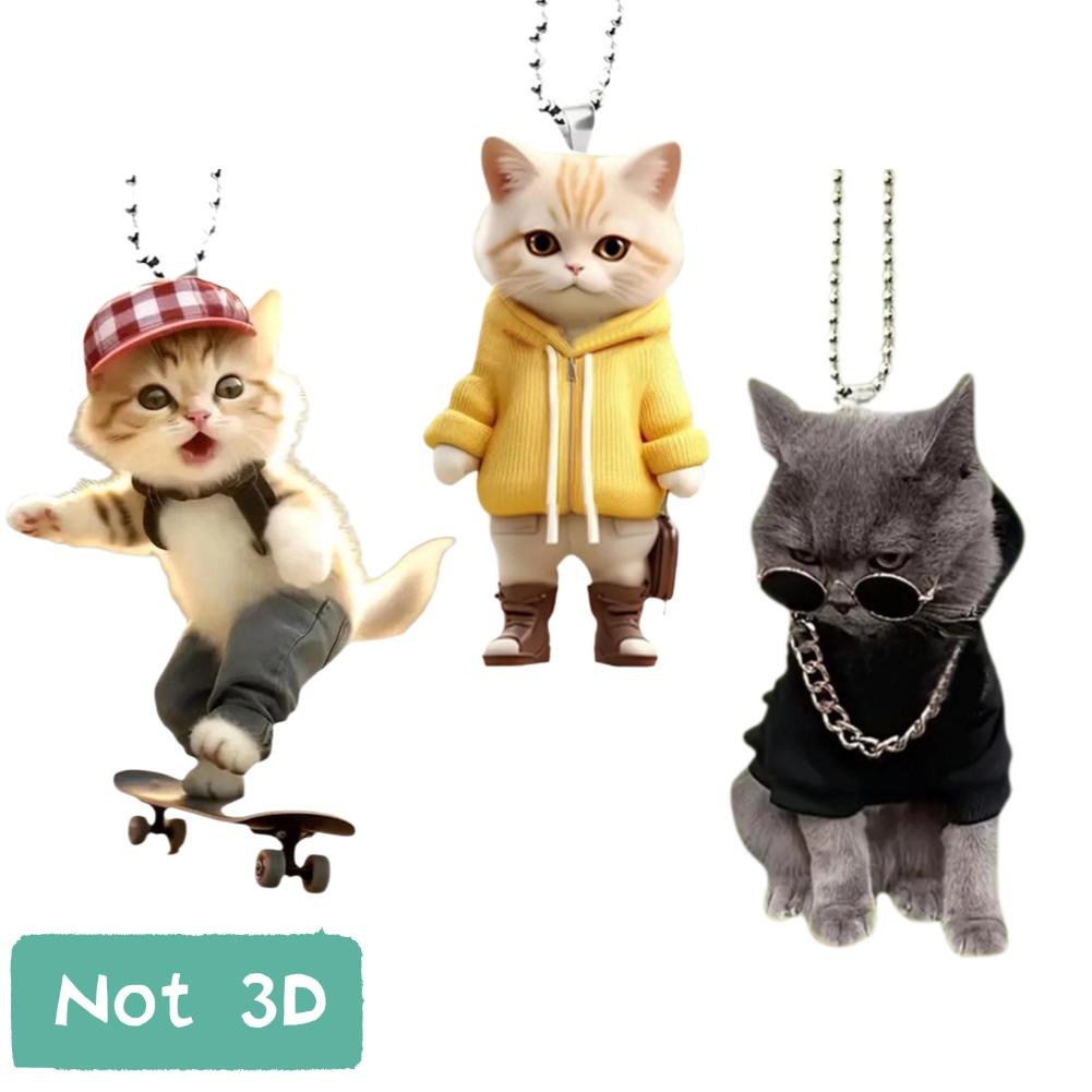 

Милые кошки украшение для салона автомобиля акриловый плоский котенок авто зеркало заднего вида подвеска для каваи украшения автомобиля аксессуары