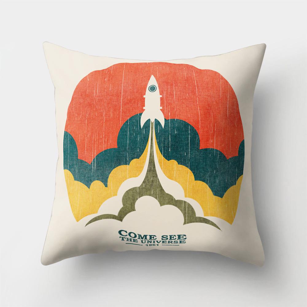 Car Waist Pillow Sofa Pillow Case Cartoon Sunrise Pattern Car Cushion Yiwu Pillow