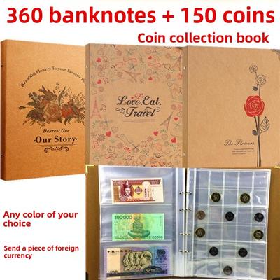 Książka ochronna na 360 banknotów + 150 monet Torba kolekcjonerska RMB Banknoty kolekcjonerskie Starożytne monety miedziane Książka z monetami kolekcjonerskimi Zodiac