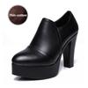 2026 New Genuine Leather Women's Shoes Fashion High Heels Women Pumps Platform Autumn Winter Ankle Boots Black Plus Size 32-43