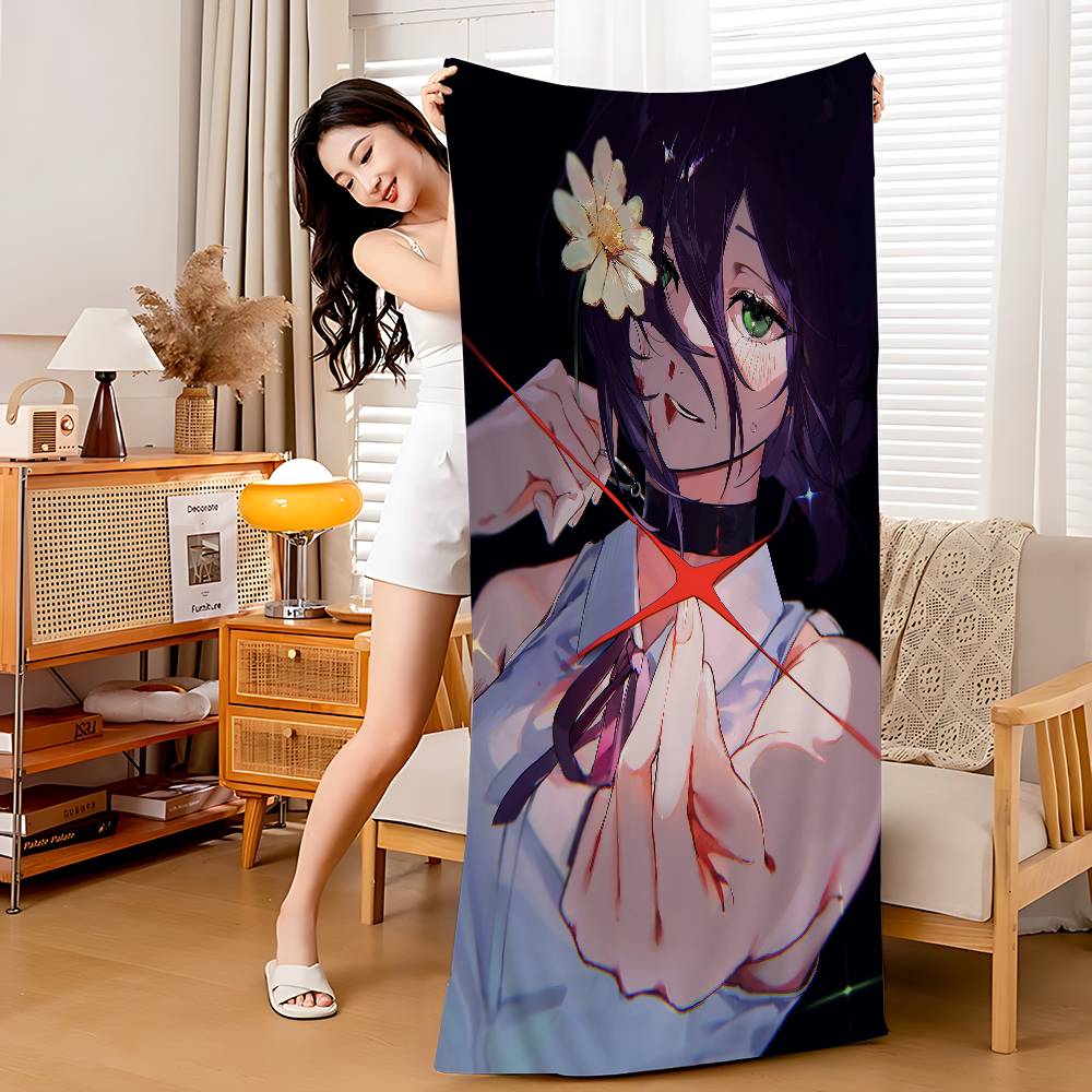 reze chainsaw man Anime Beach Swimming Towel Soft Absorbent Washcloth Children's Gifts for Kids Travel Camping Gym