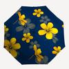 1pc Yellow Flowers Pattern Navy Blue Background Umbrella with Plastic Handle,Suitable for All Seasons Umbrellaptys26086