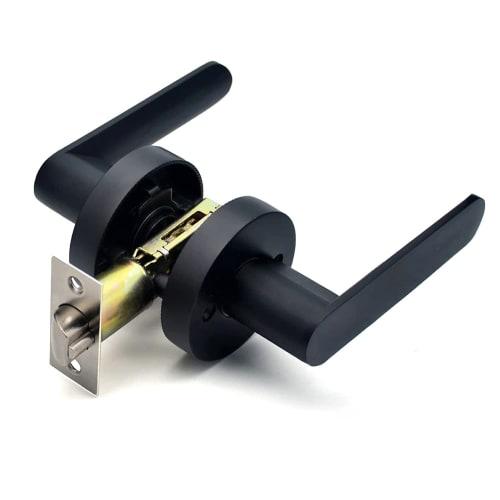 

Solid Hardware Door Knob, Keyless, Black Lever Handle, Suitable for Corridors and Passageways, Opens with a Downward Turn, Lightweight Aluminum Alloy