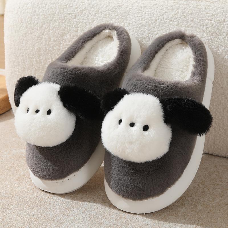Cotton slippers female cute cartoon bag head non-slip wool slippers winter warm thick-soled confinement shoes