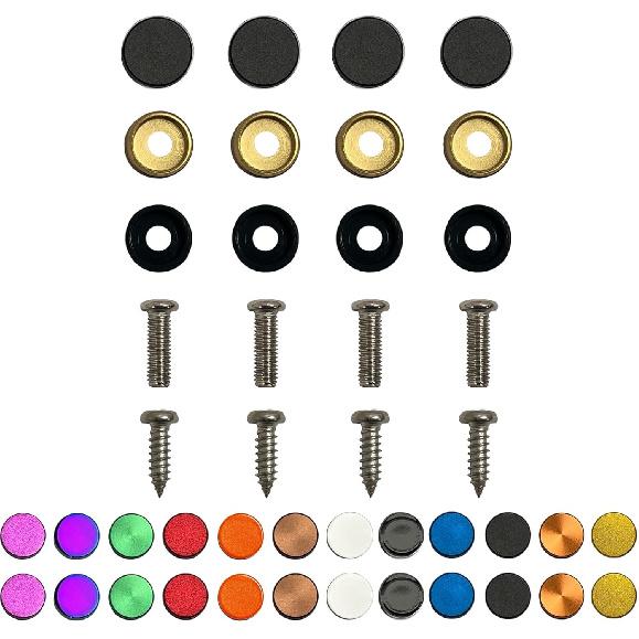 Color: White - License Plate Screws - Stainless Steel, Set of 4 Fasteners - for Front or Rear License Plates, Frames or Covers on Car, Truck, SUVs - чёрный