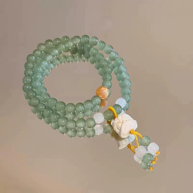 New Chinese Style National Style Bracelet Double Circle Stacked Bracelet Niche Creative Versatile Design Sense Men's and Women's Retro Beaded Jewelry