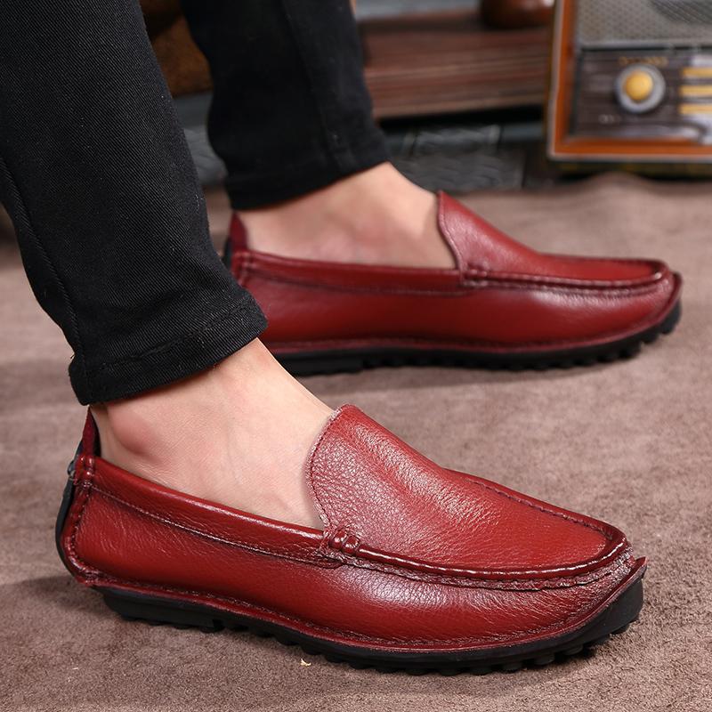 Wiosenne męskie skórzane buty casualowe Nowe modne męskie skórzane buty Trend Męskie buty Pełnoziarniste skórzane buty do jazdy samochodem