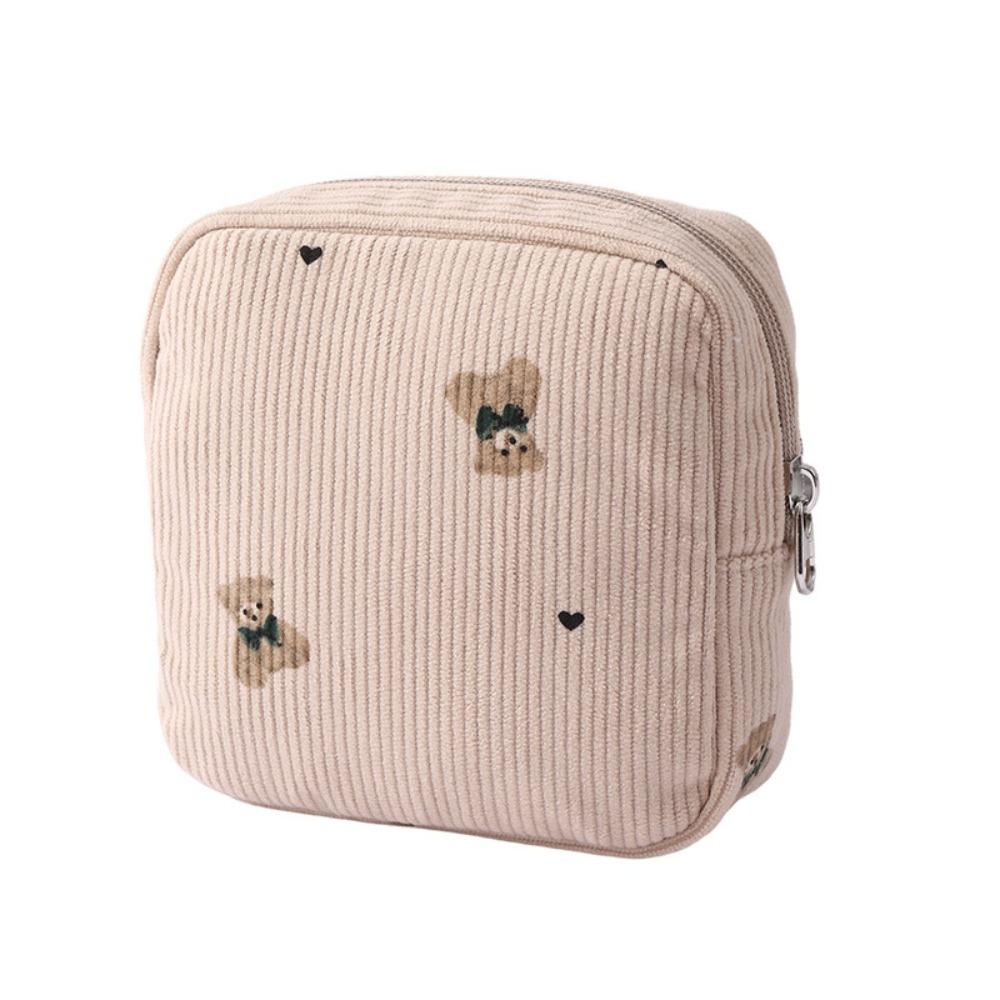 

Dustproof Corduroy Travel Storage Bag Large Capacity Corduroy Makeup Bag Travel Wash Handbag Home Khaki Bear