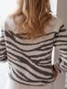 2023 European & American Women's Striped Patchwork Crew Neck Knit Sweater