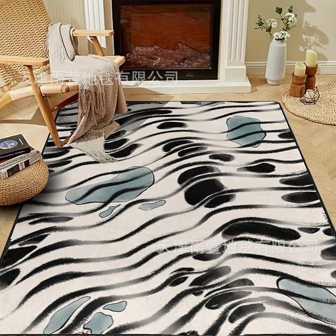 

Abstract Stripe Carpet Living Room Bedroom Tea Table Carpet Anti Slip Large Carpet 80 * 120Cm