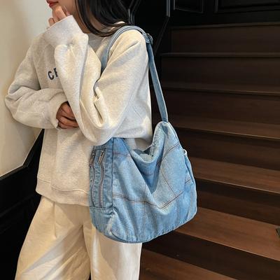 Jeanstasche Damen Schultertasche Leichtgewichtige Tragetasche mit großer Kapazität