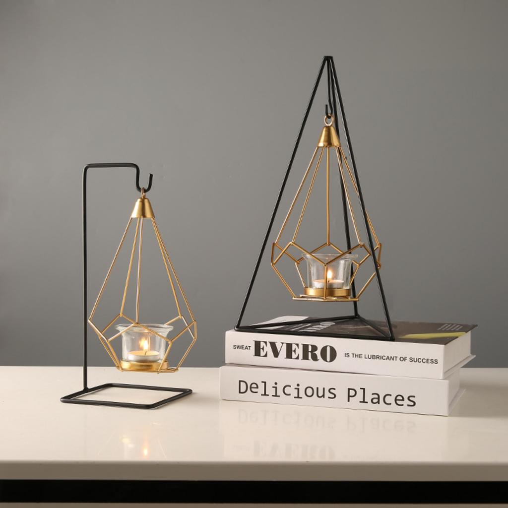 Geometric Free Swinging Votive Candle Holder Decorative Modern Hanging Lantern Tabletop Centerpiece