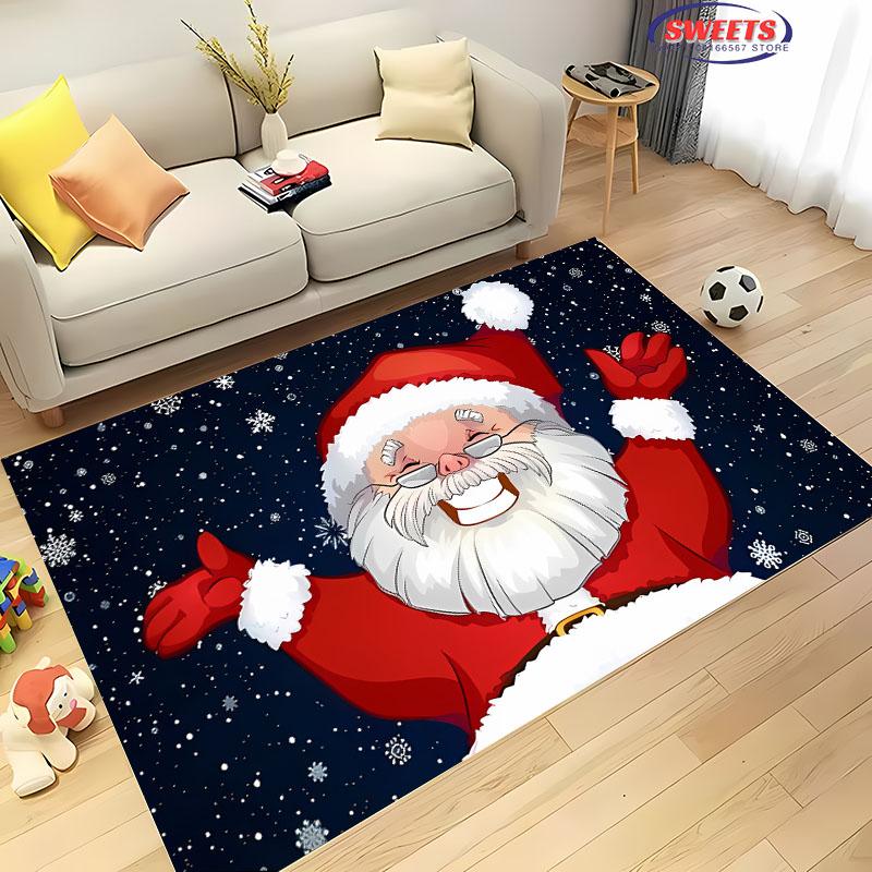 Weihnachten und Lustiger Weihnachtsmann Cartoon Teppich, Wohnzimmer Schlafzimmer Zuhause Fußmatte Teppich Küche Kinderzimmer Matte Weihnachtsgeschenke