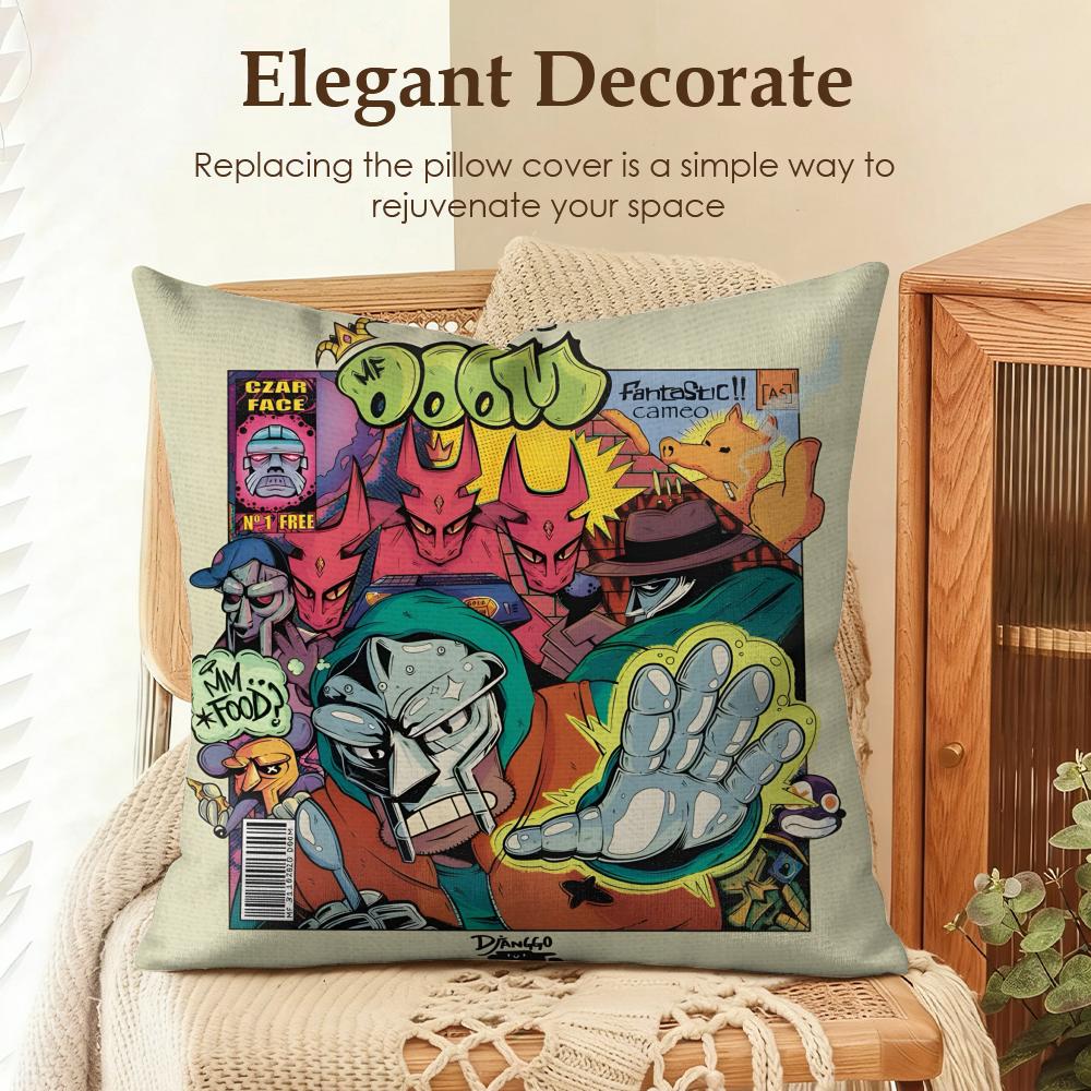 Singer M-Mf D-Doom Cushion Cover Natural Linen Organic Fabric Double-Sided Printing Sofa Home Decor Gift Pillow Case