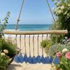 Handmade Sea Glass Wind Chimes for Outside Coastal Style Hanging Wind Chime with Wooden Hanger for Home Wall Garden Decor Gifts for Mom Women