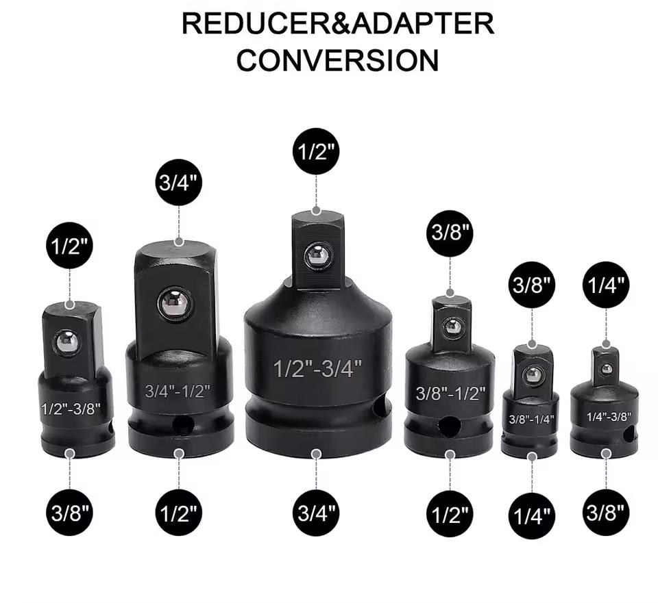Socket Converter Adapter Set for Handheld Tools Reducer Adapter 1/4 1/2 3/8 3/4 for Car Auto Bike Workshop Repair Tools