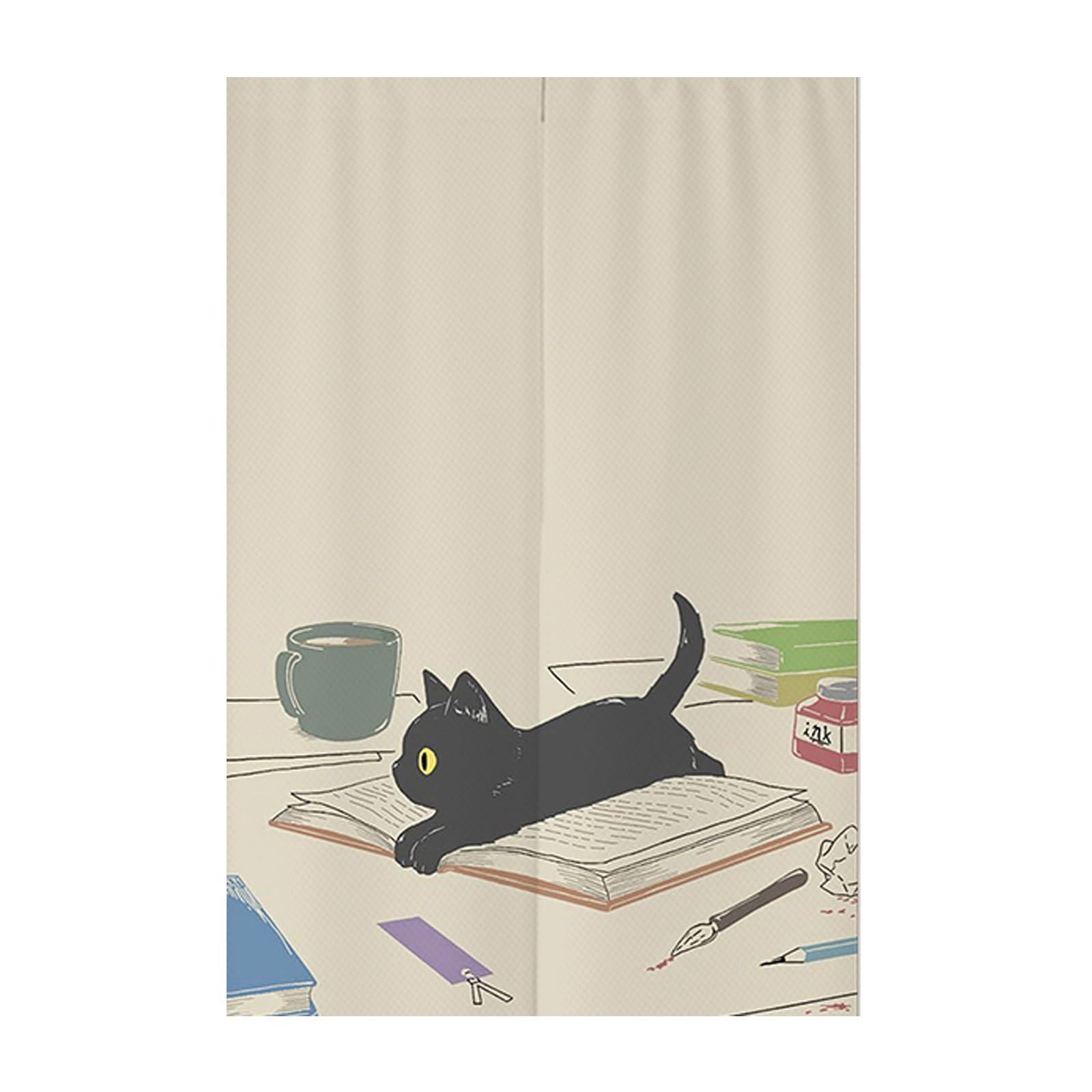 

NAYIV Норен для комнаты Японский 85 см Шириной x 150 см Блэкаут Без сверления Легкий Подходит для и Обеденной Домашней Обеденной Животный и Растительный Принт Шторы, Перегородки, хаки