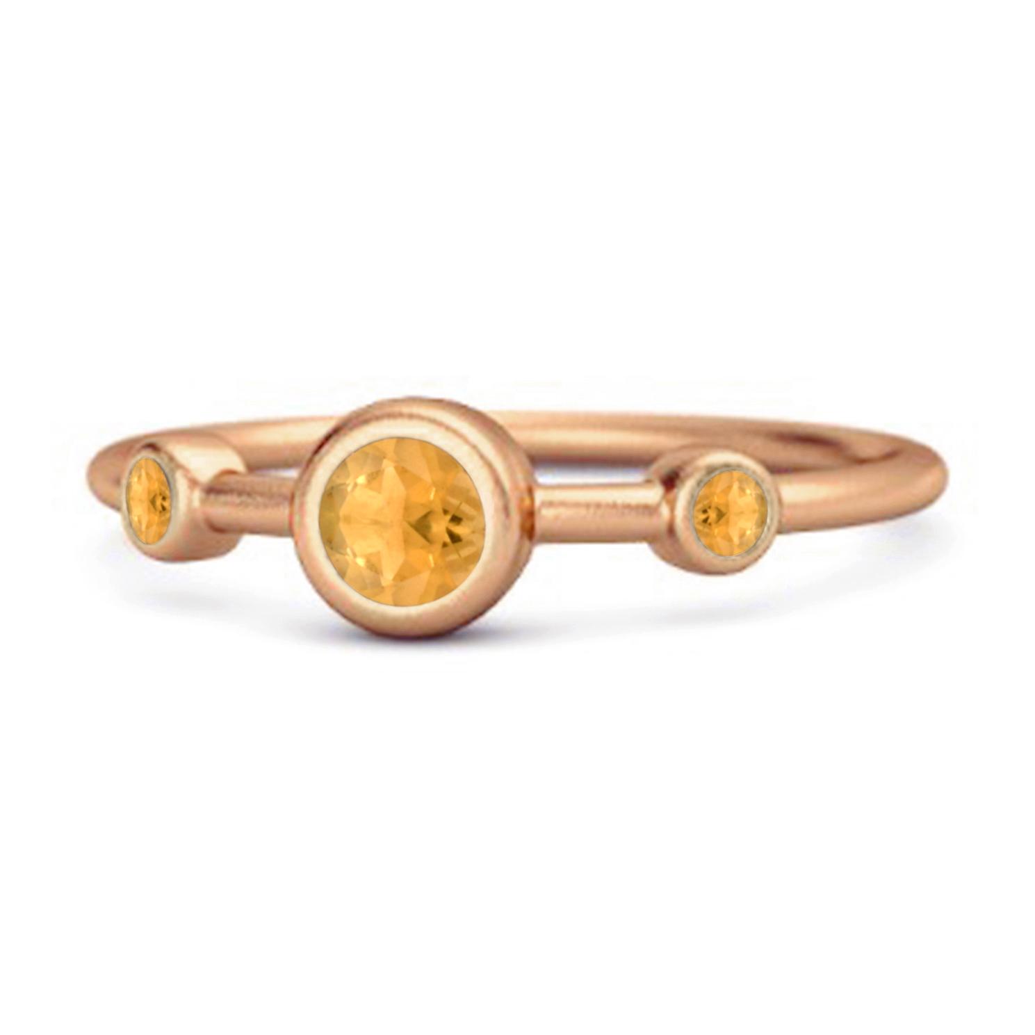 

Citrine Three- 925Stone Elegant Trio Design Ring - 925 Sterling Silver Rose Gold Vermeil 8 Яскраво-рожевий