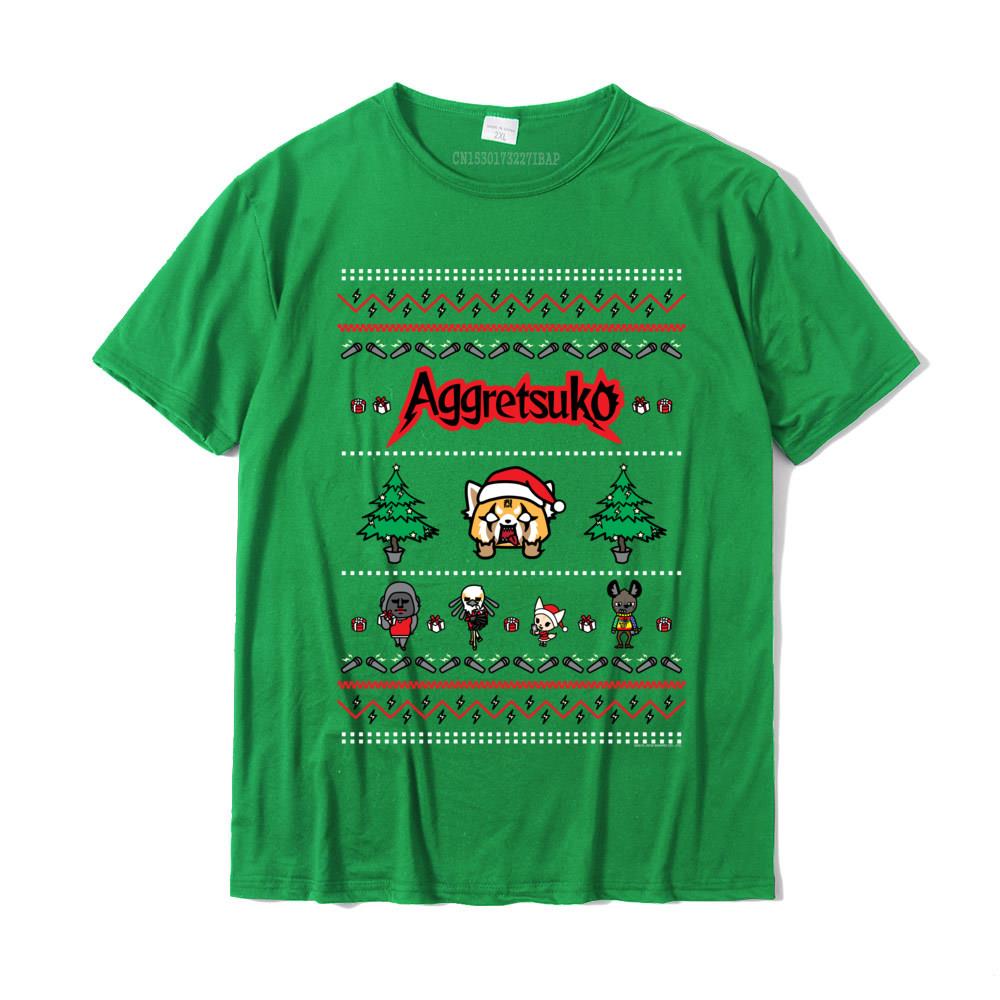 Aggretsuko Ugly Christmas Sweater Rage Short Sleeve Shirt Customized Tops Shirt Cotton Unisex T Shirts Customized Retro