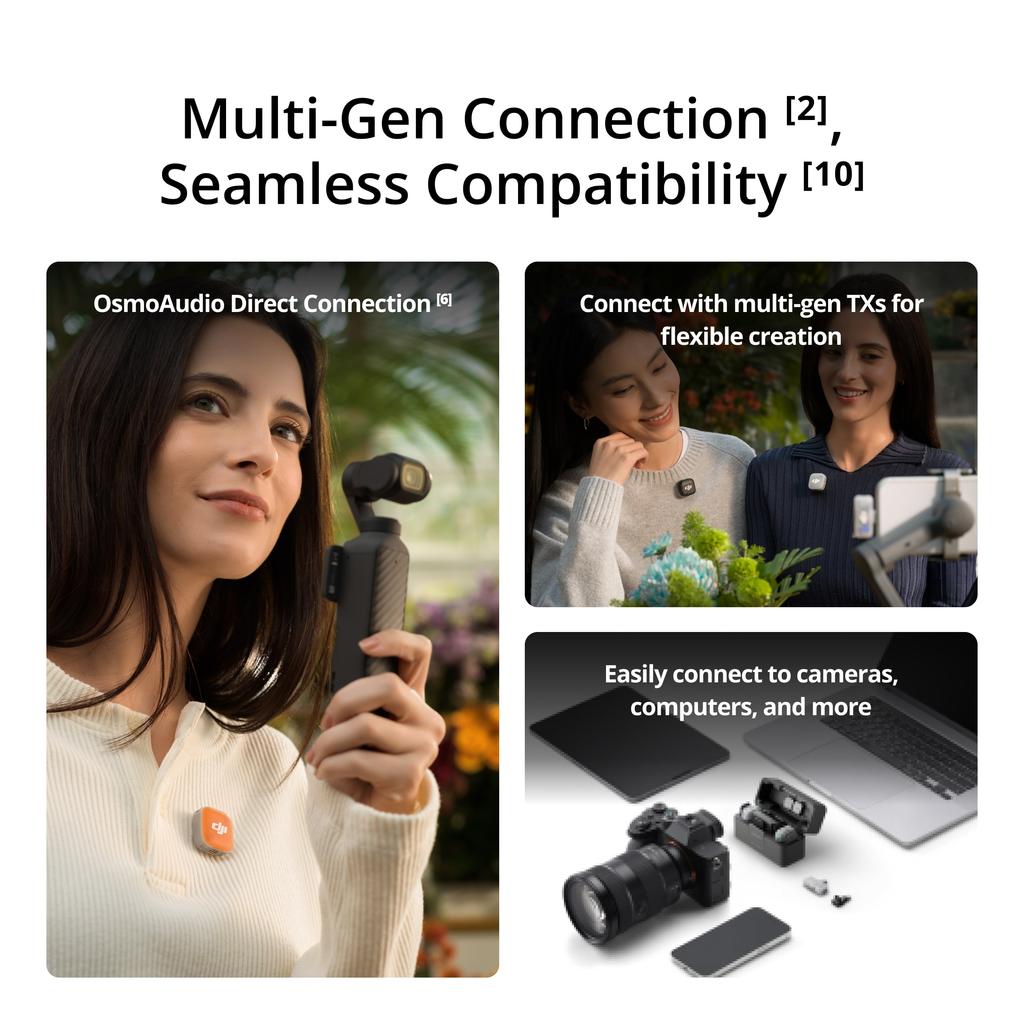 DJI Mic Mini 2 Wireless Lapel Mic Dual Channel Professional Audio Recording for Smartphone DSLR Vlog Creator Mic Mini 2
