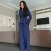 Cross-border Amazon foreign trade 2026 spring and autumn new European beautiful women shirt lace-up top casual wide-leg pants set