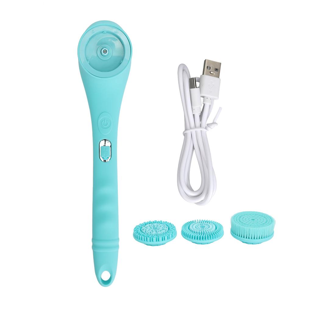 Electric Shower Brush Set Long Handle Waterproof Remove Dead Skin Body Cleansing Scrubber with 3