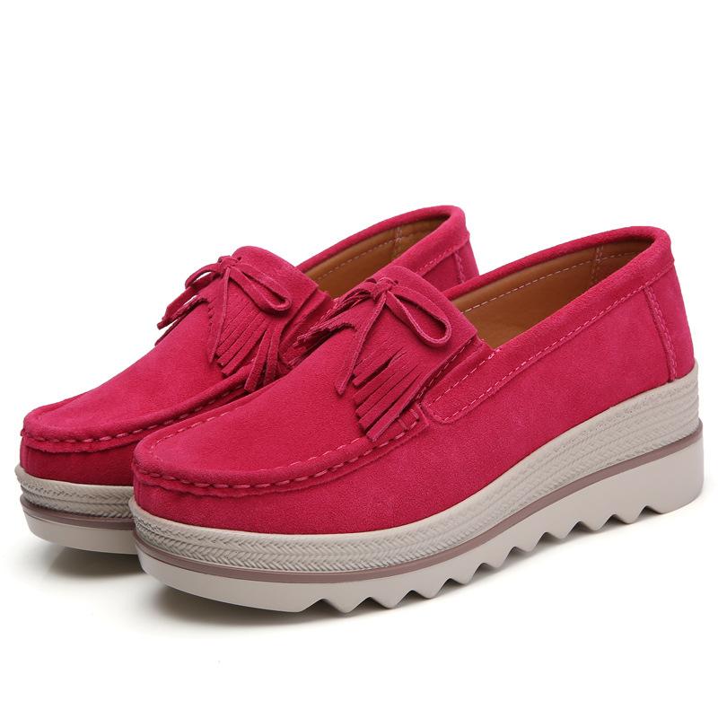 Women's Shoes Large Size Wedge Shoes Bottom Leather Casual Korean Style Heightening Women's Shoes