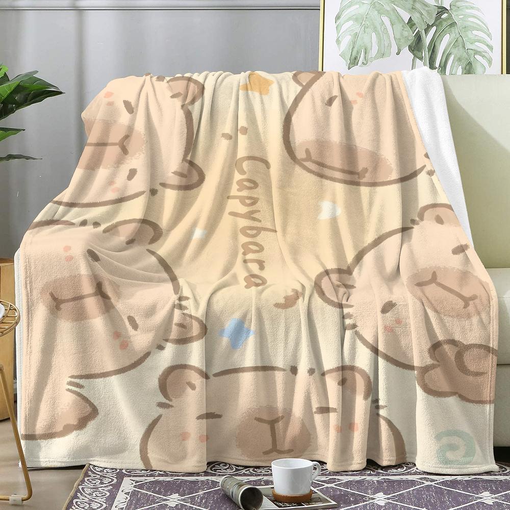 Capybara Cartoon Decke Weiche Flanell AC Decke Leichte Sommerdecke Gemütliche Decke für Sofa Bett Reise Zuhause
