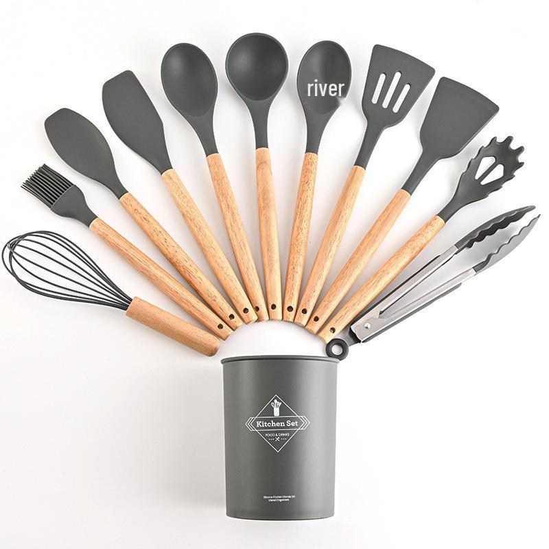 12-Piece Lightweight Silicone Kitchenware Set: Spatula, Whisk & More. Multiple Colors. Safe for Non-Stick Pans.