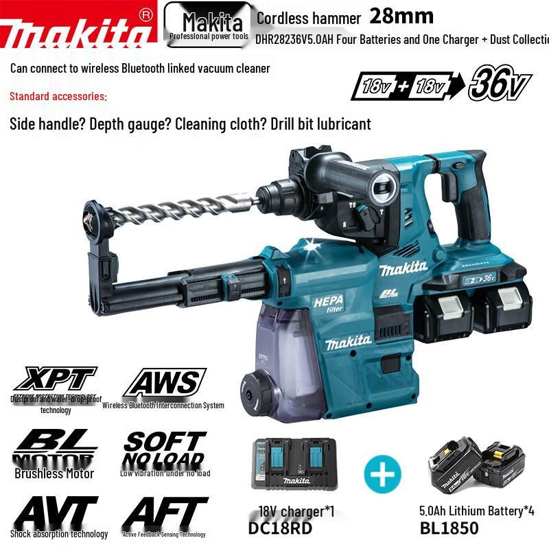 Makita DHR282 36V Cordless Brushless Rotary Hammer CN plug (adapter included)
